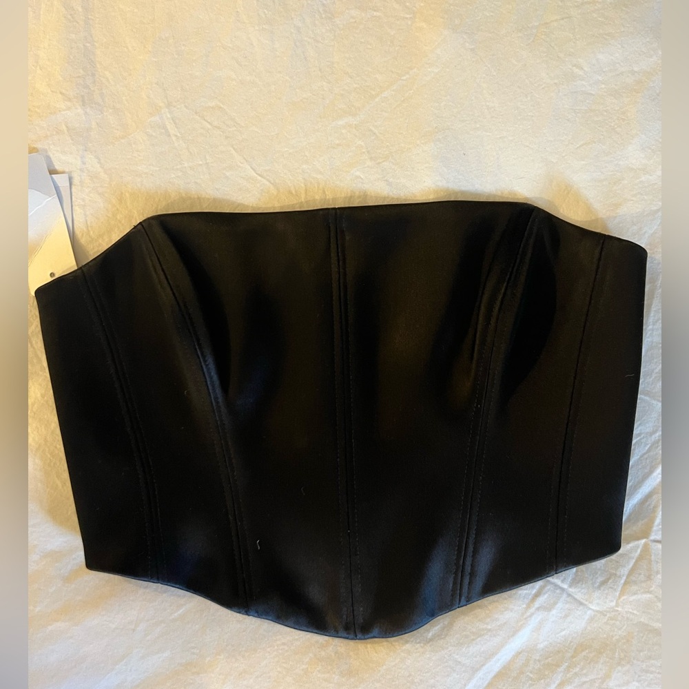 Aritzia Black Satin NWT Bustier Top Size 4